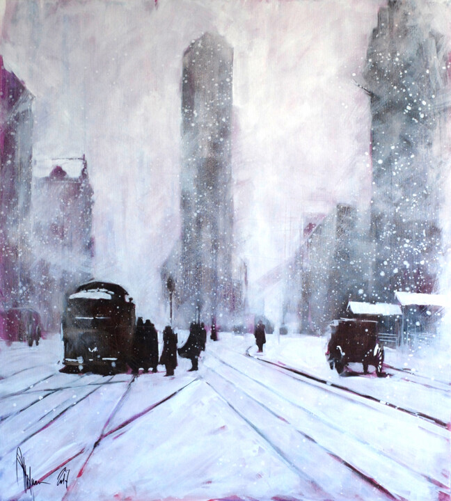 Painting titled "Winter. Retro." by Igor Shulman, Original Artwork, Oil