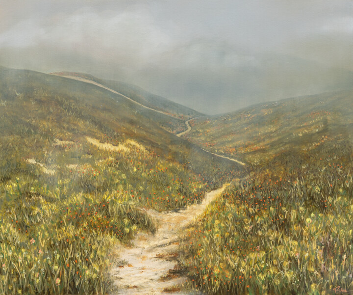 Painting titled "Passage V / Desert…" by Rhea Cutillo, Original Artwork, Oil